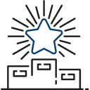 빌딩 위에 별이 빛나는 효과가 있는 아이콘