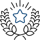 빛나는 별을 감싸고 있는 월계수 아이콘